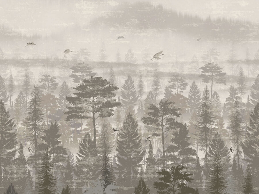 Papier peint Oiseaux volant au-dessus d'une forêt – Image 6