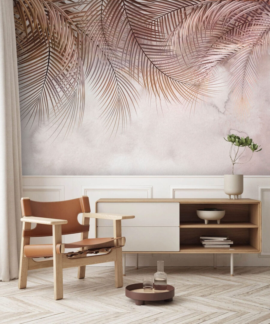 Des palmiers délicats sur une toile de fond douce.