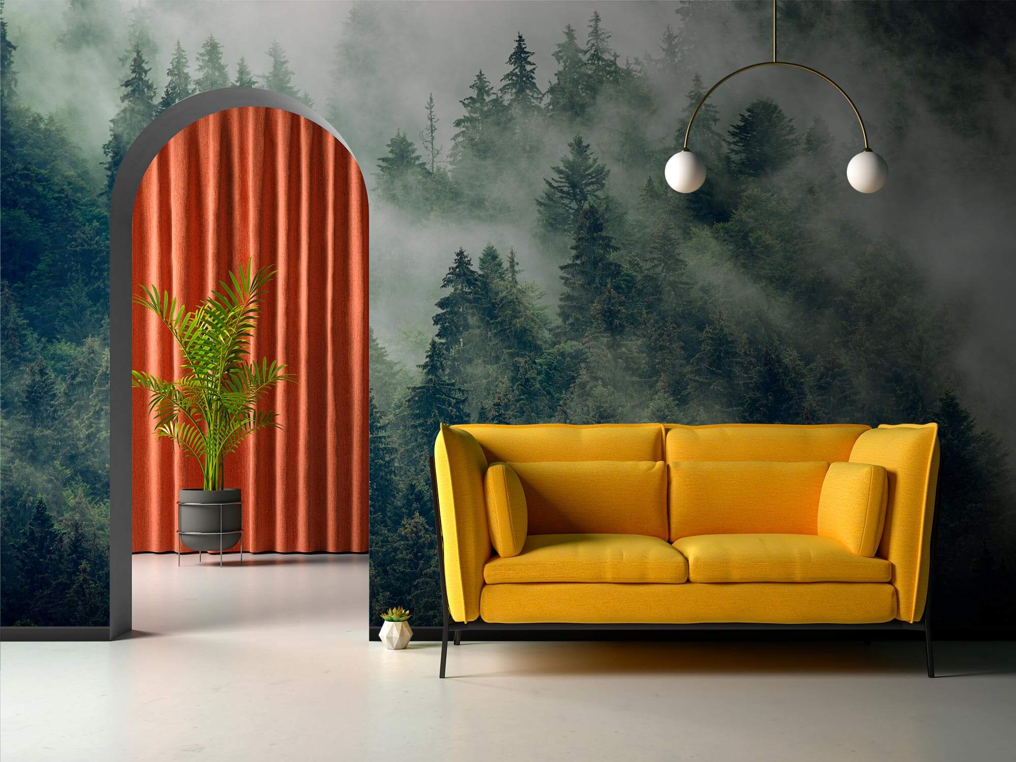 u73873pig1m - Forêt d'arbres avec brouillard - tegory