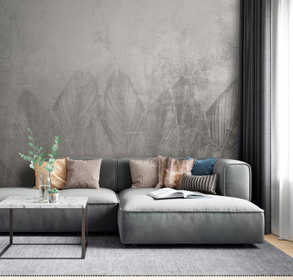 White and grey background with leaves White and grey background with leaves