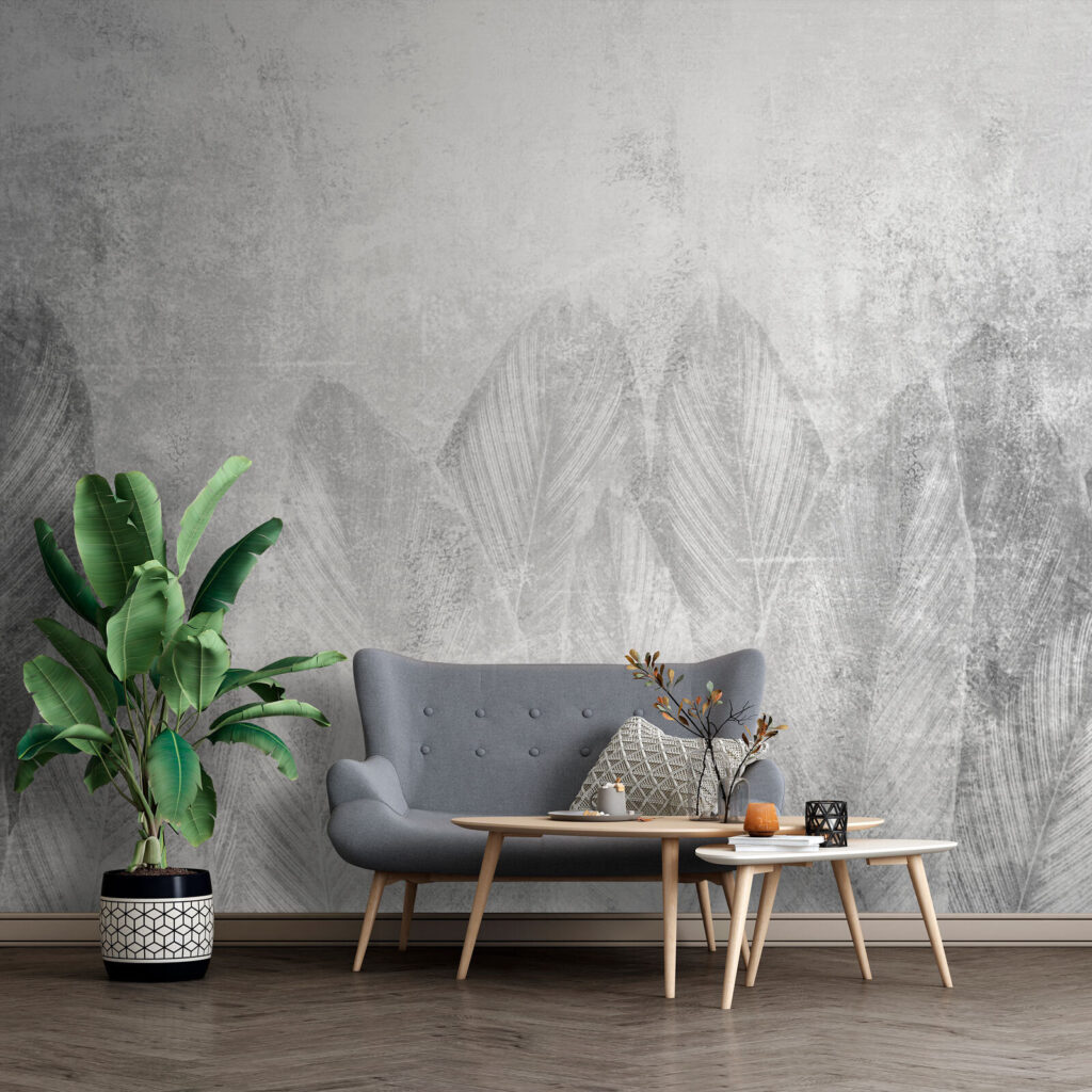 White and grey background with leaves White and grey background with leaves