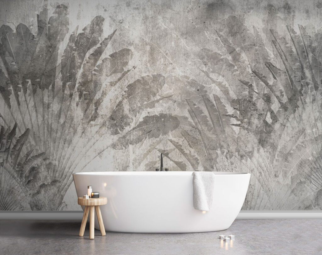 Grey and white background with leaves Grey and white background with leaves