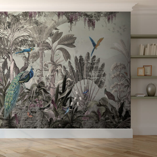 Papier peint avec des oiseaux et des plantes Papier peint avec des oiseaux et des plantes