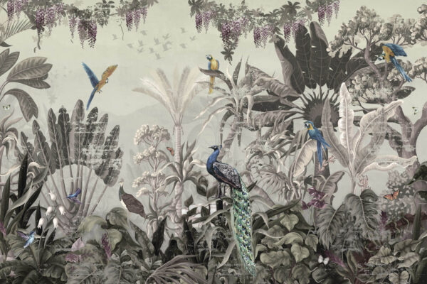 Peinture murale d'oiseaux et de plantes Peinture murale d'oiseaux et de plantes