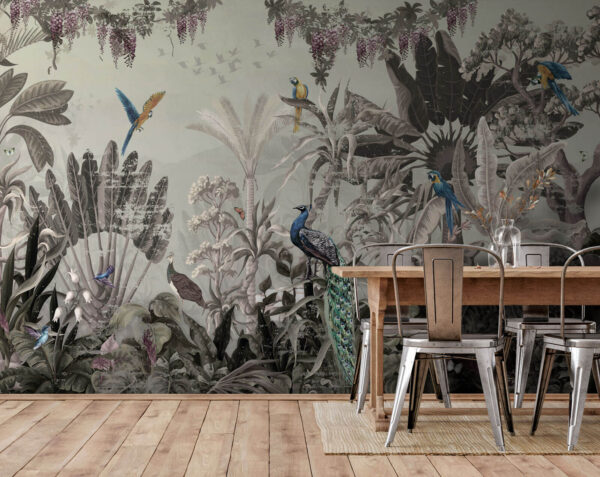 Peinture murale d'oiseaux et de plantes Peinture murale d'oiseaux et de plantes