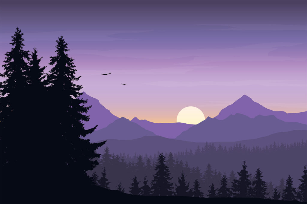 Paysage avec arbres et montagnes Paysage avec arbres et montagnes