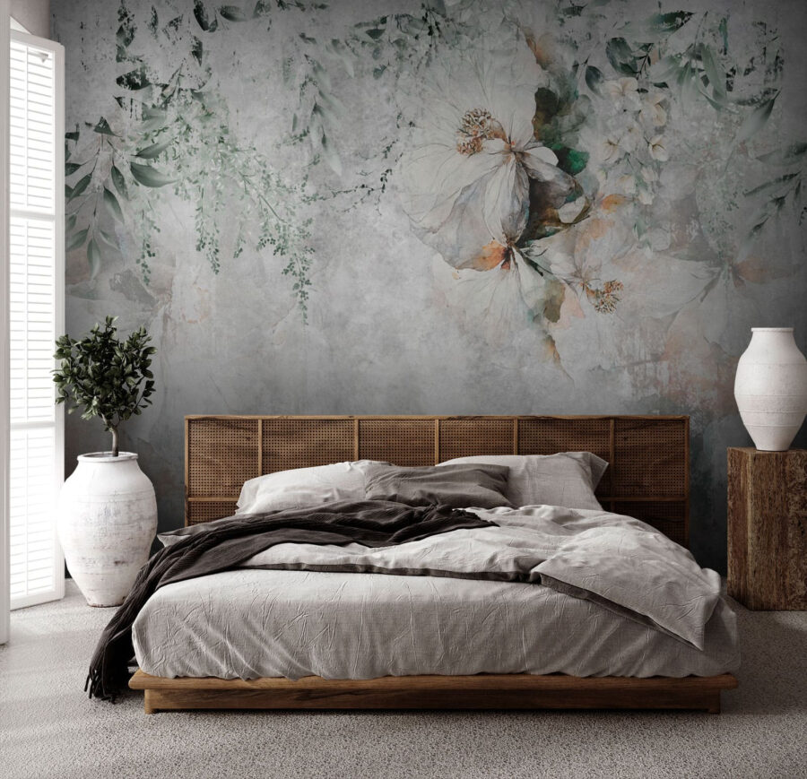 Peinture de fleurs et de feuilles