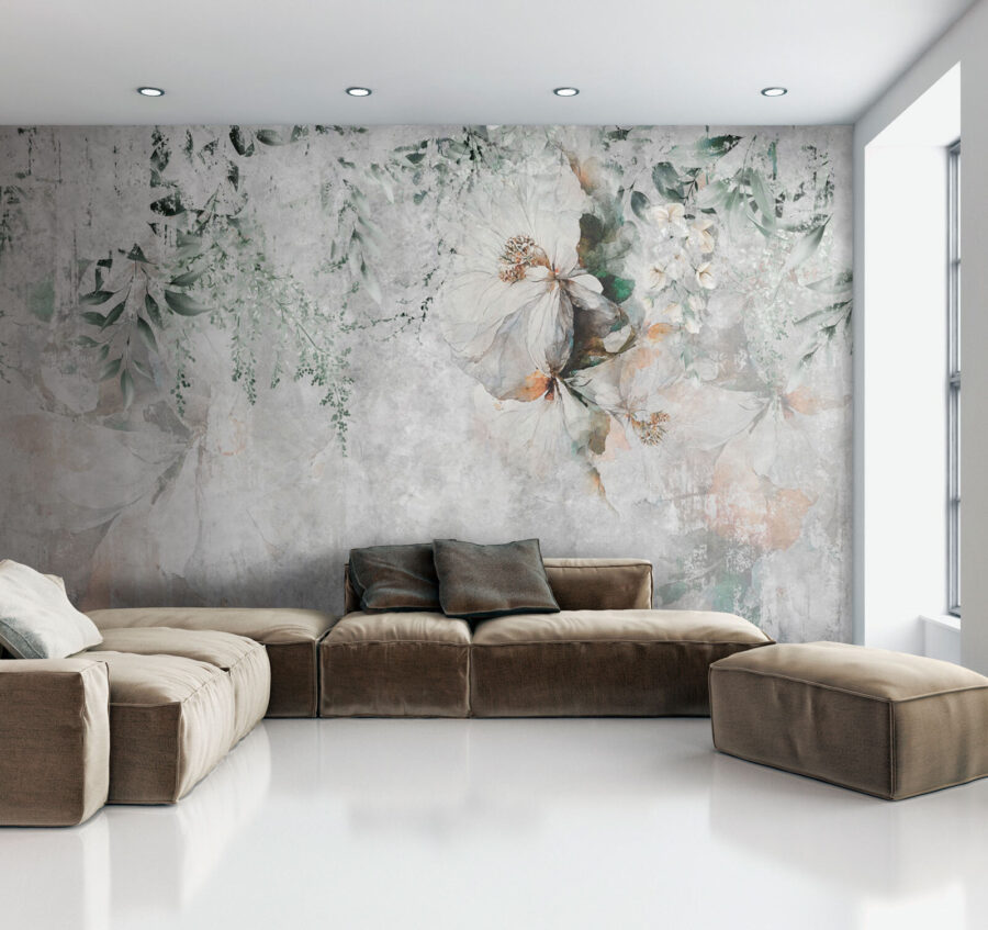 Peinture de fleurs et de feuilles