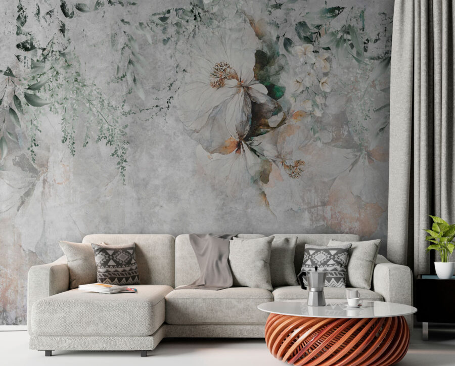 Peinture de fleurs et de feuilles