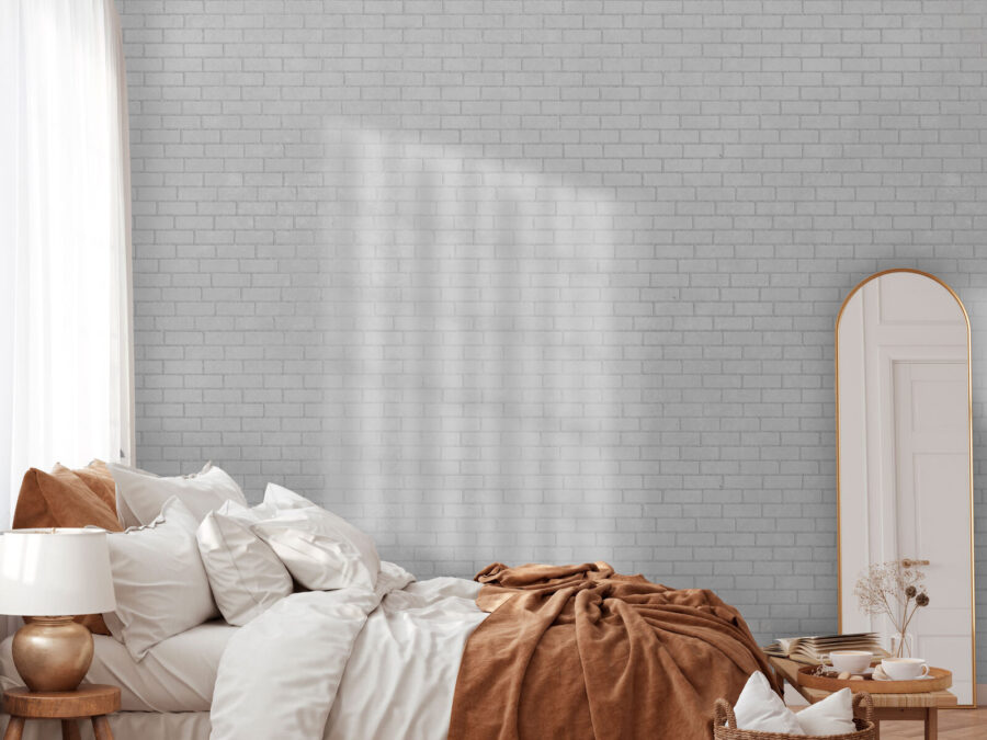 Mur de briques blanches avec de nombreuses petites briques