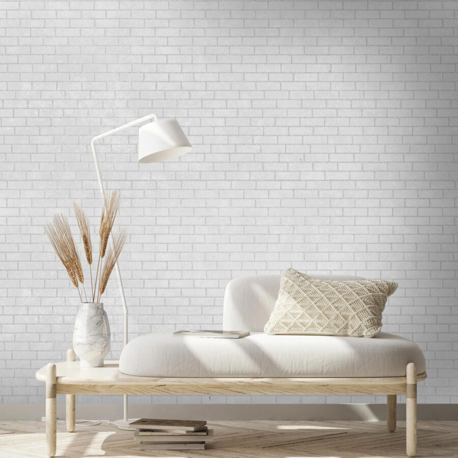 Mur de briques blanches avec de nombreuses petites briques