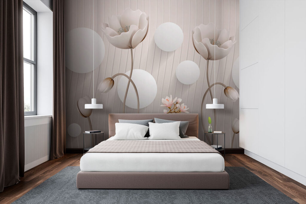 u74207pib1m 1024x683 - Papier peint avec des fleurs et des cercles - tegory