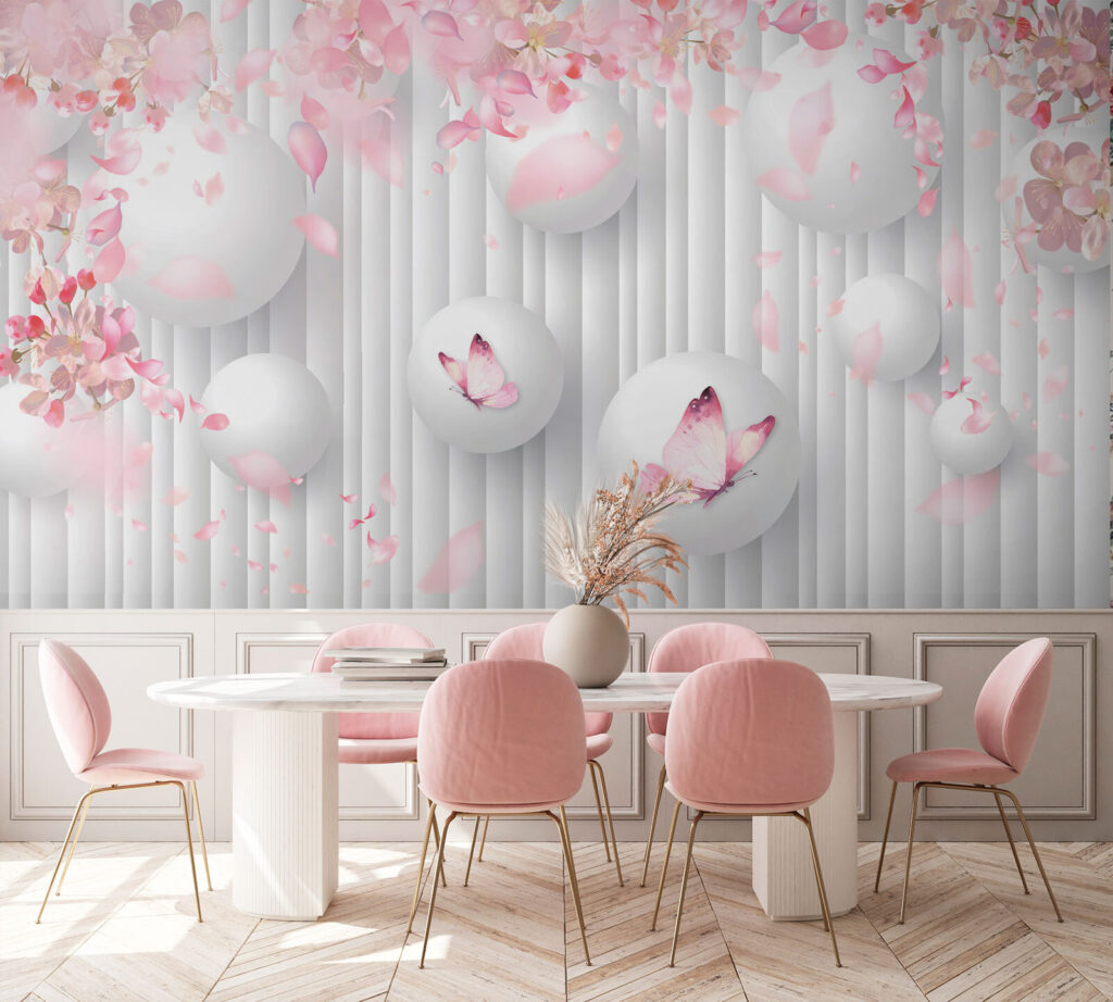 Groupe de boules blanches ornées de papillons roses u74222piq1 1024x922 - Groupe de boules blanches ornées de papillons roses - tegory