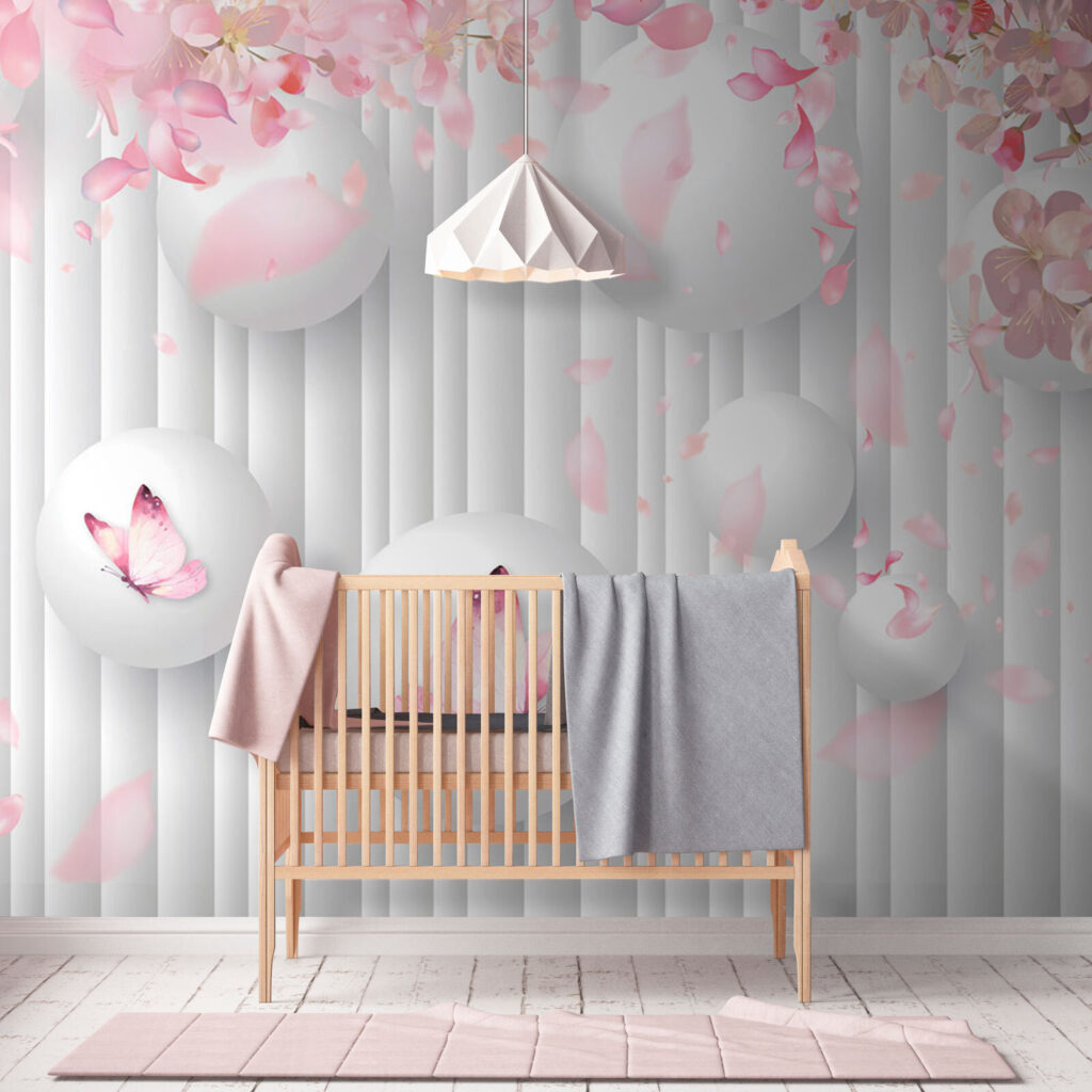 Groupe de boules blanches ornées de papillons roses u74222pir1 1024x1024 - Groupe de boules blanches ornées de papillons roses - tegory