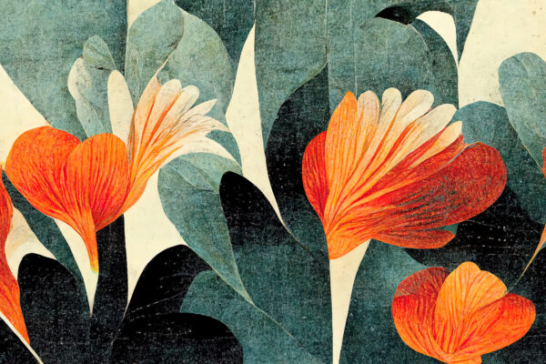 Peinture de fleurs orange et blanches Peinture de fleurs orange et blanches