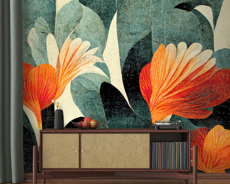 Peinture de fleurs orange et blanches Peinture de fleurs orange et blanches