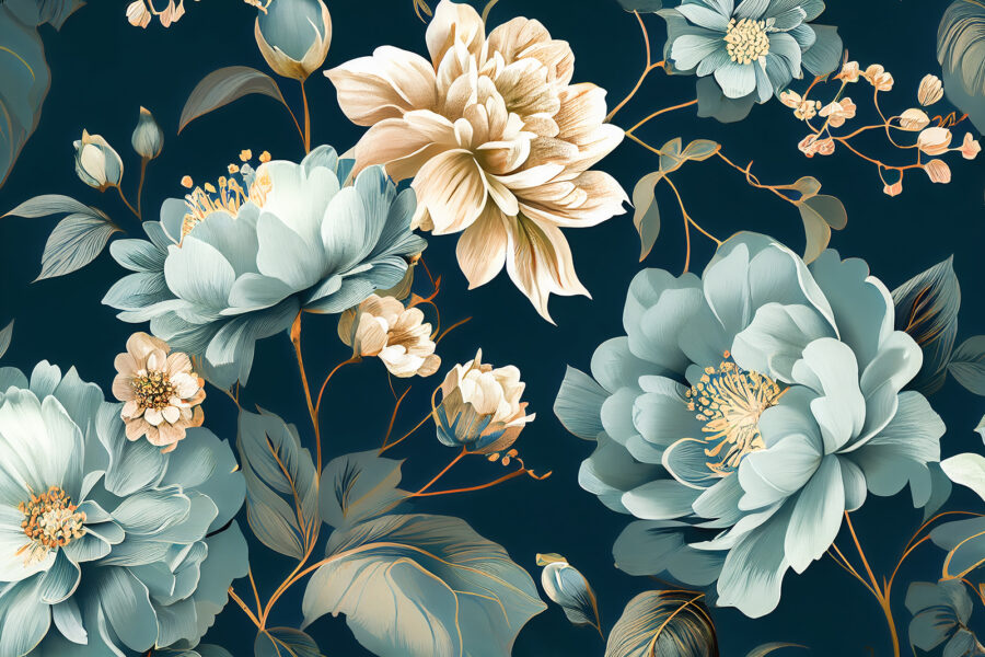 Motif floral sur fond sombre
