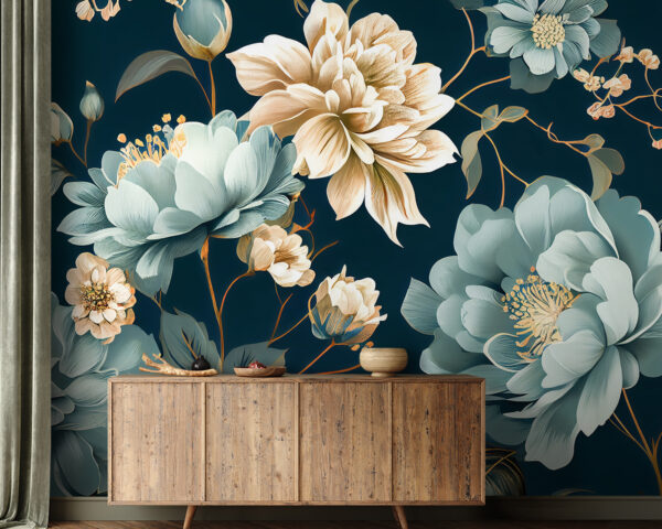 Motif floral sur fond sombre Motif floral sur fond sombre