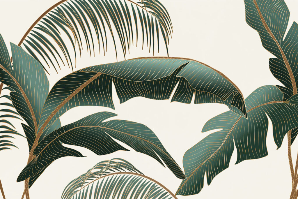 Feuilles tropicales sur fond clair Feuilles tropicales sur fond clair