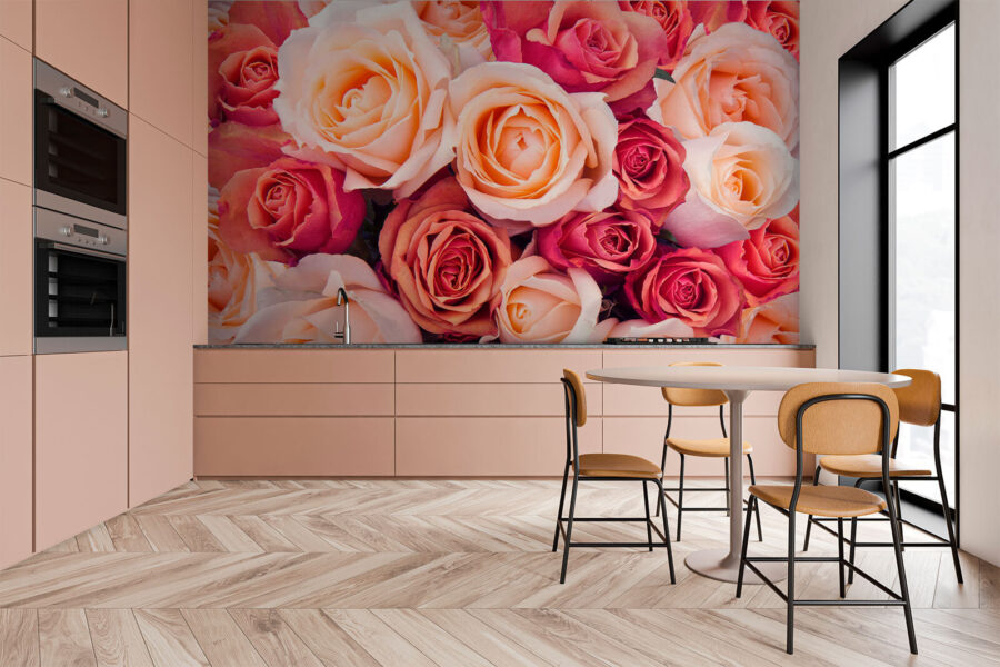 Groupe de roses roses et blanches