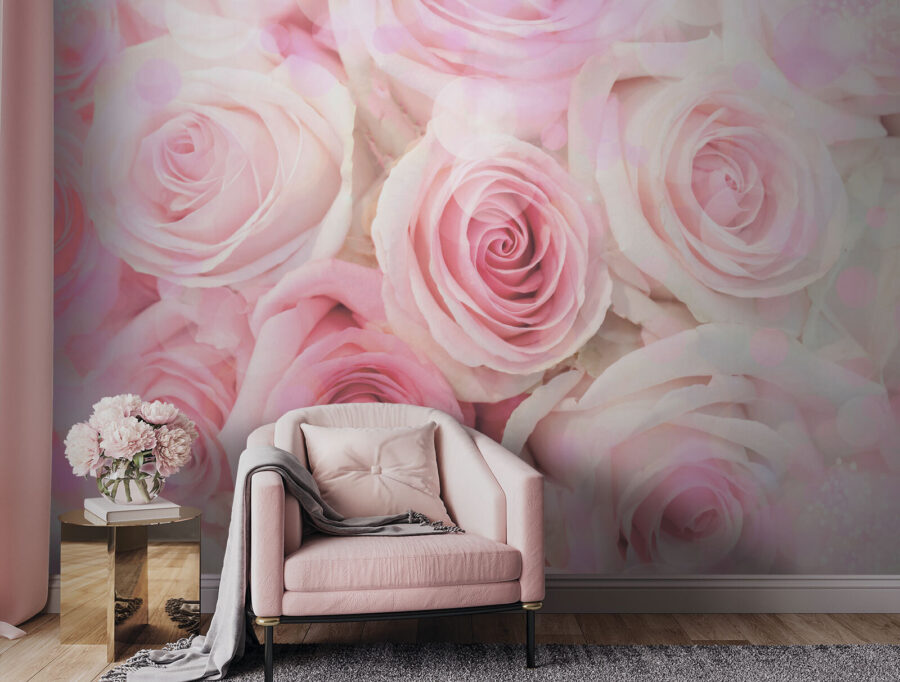 Groupe de roses roses