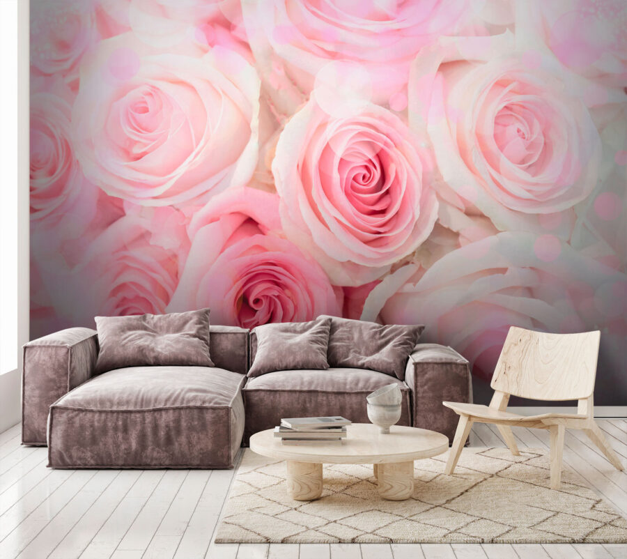 Groupe de roses roses