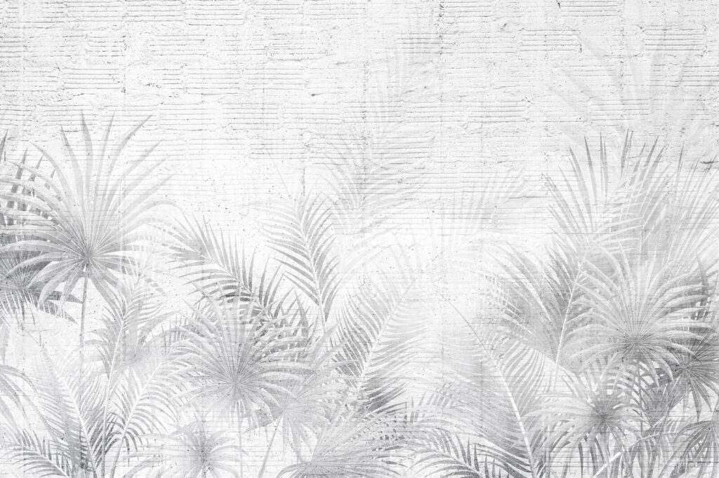 Fond blanc et gris avec feuilles de palmier Fond blanc et gris avec feuilles de palmier