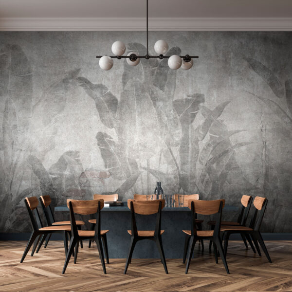 Grey wall with leaves and a brick wall Grey wall with leaves and a brick wall