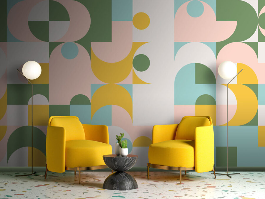 Motif coloré avec des cercles et des points