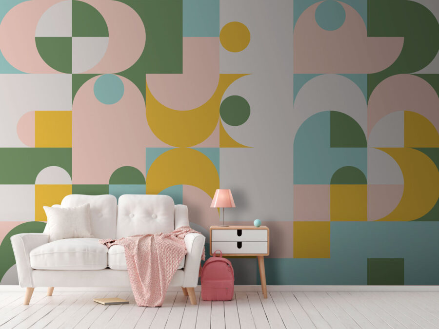 Motif coloré avec des cercles et des points