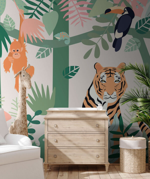Tigre et oiseaux dans la jungle Tigre et oiseaux dans la jungle