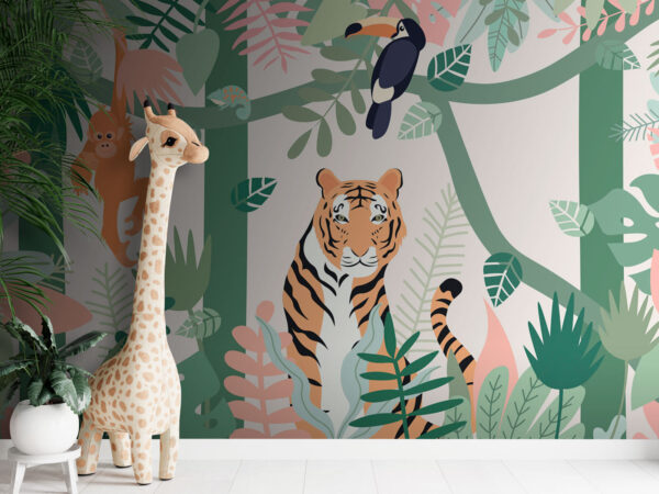 Tigre et oiseaux dans la jungle Tigre et oiseaux dans la jungle