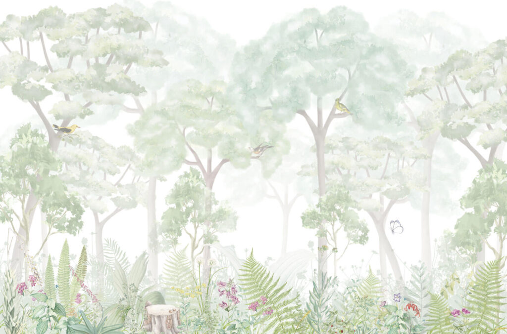 Papier peint avec des arbres et des plantes Papier peint avec des arbres et des plantes