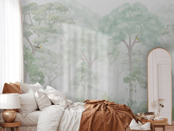Papier peint avec des arbres et des plantes Papier peint avec des arbres et des plantes
