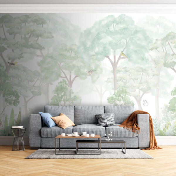 Papier peint avec des arbres et des plantes Papier peint avec des arbres et des plantes