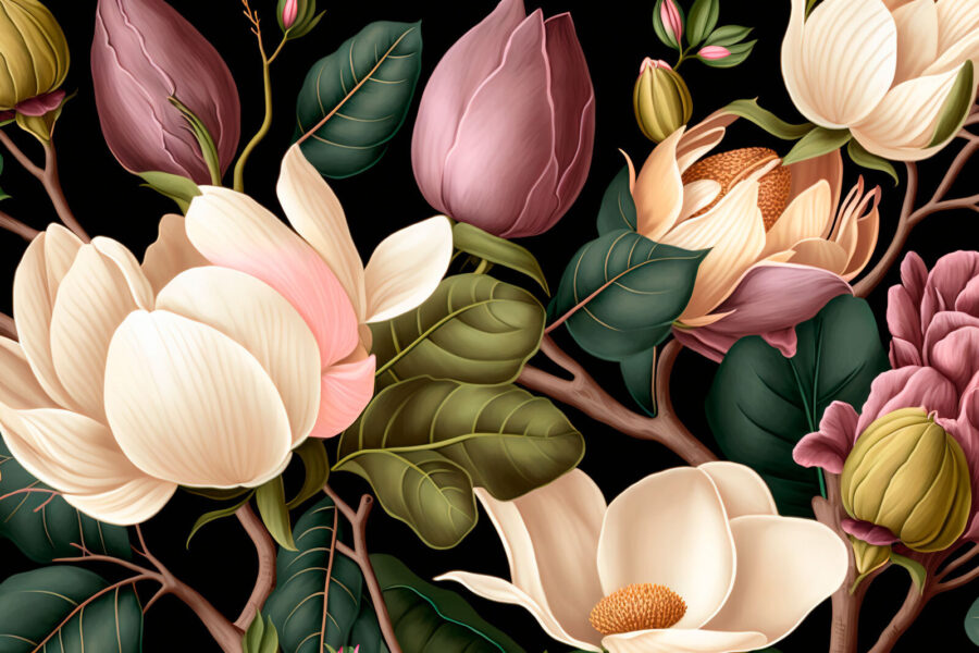 Composition florale élégante sur fond sombre