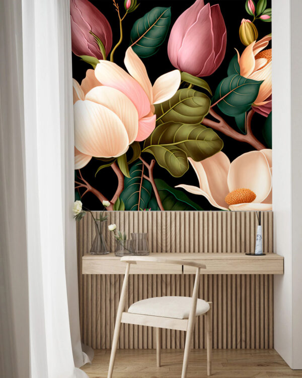 Composition florale élégante sur fond sombre Composition florale élégante sur fond sombre