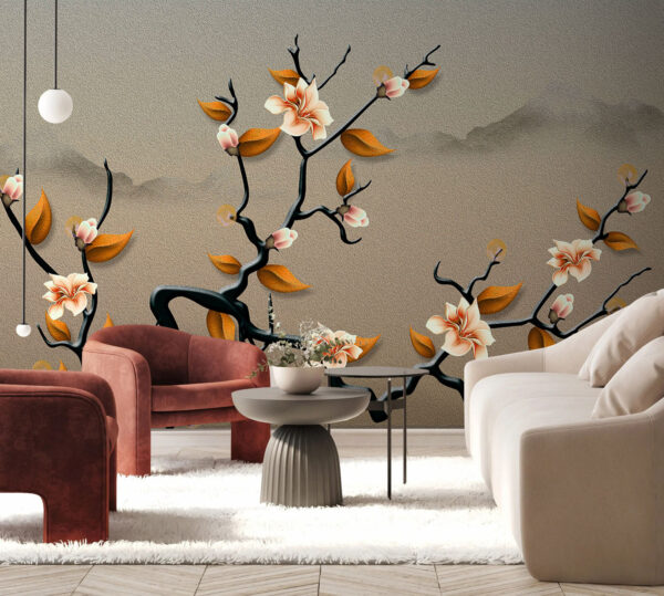 Une branche d'arbre avec des fleurs et des feuilles u74803pih2m 600x539 - Une branche d'arbre avec des fleurs et des feuilles - tegory