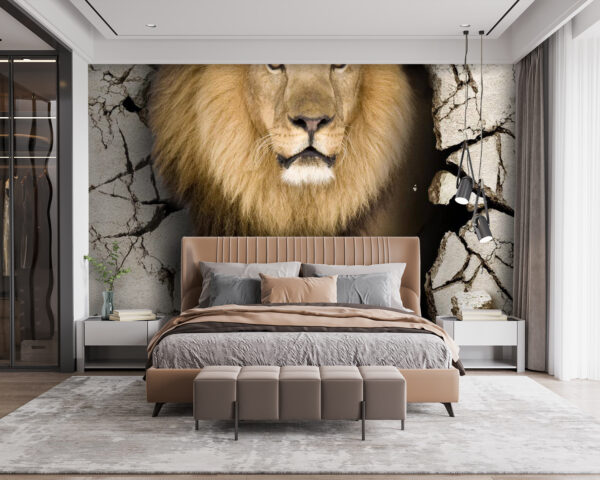 Lion traversant un mur de fissures Lion traversant un mur de fissures