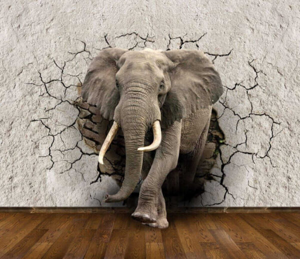 Un éléphant traversant un mur Un éléphant traversant un mur