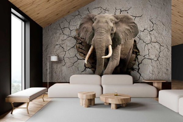 Un éléphant traversant un mur Un éléphant traversant un mur