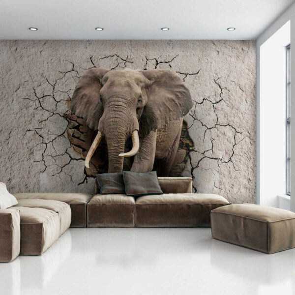 Un éléphant traversant un mur Un éléphant traversant un mur