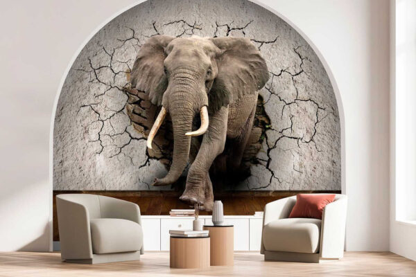 Un éléphant traversant un mur Un éléphant traversant un mur