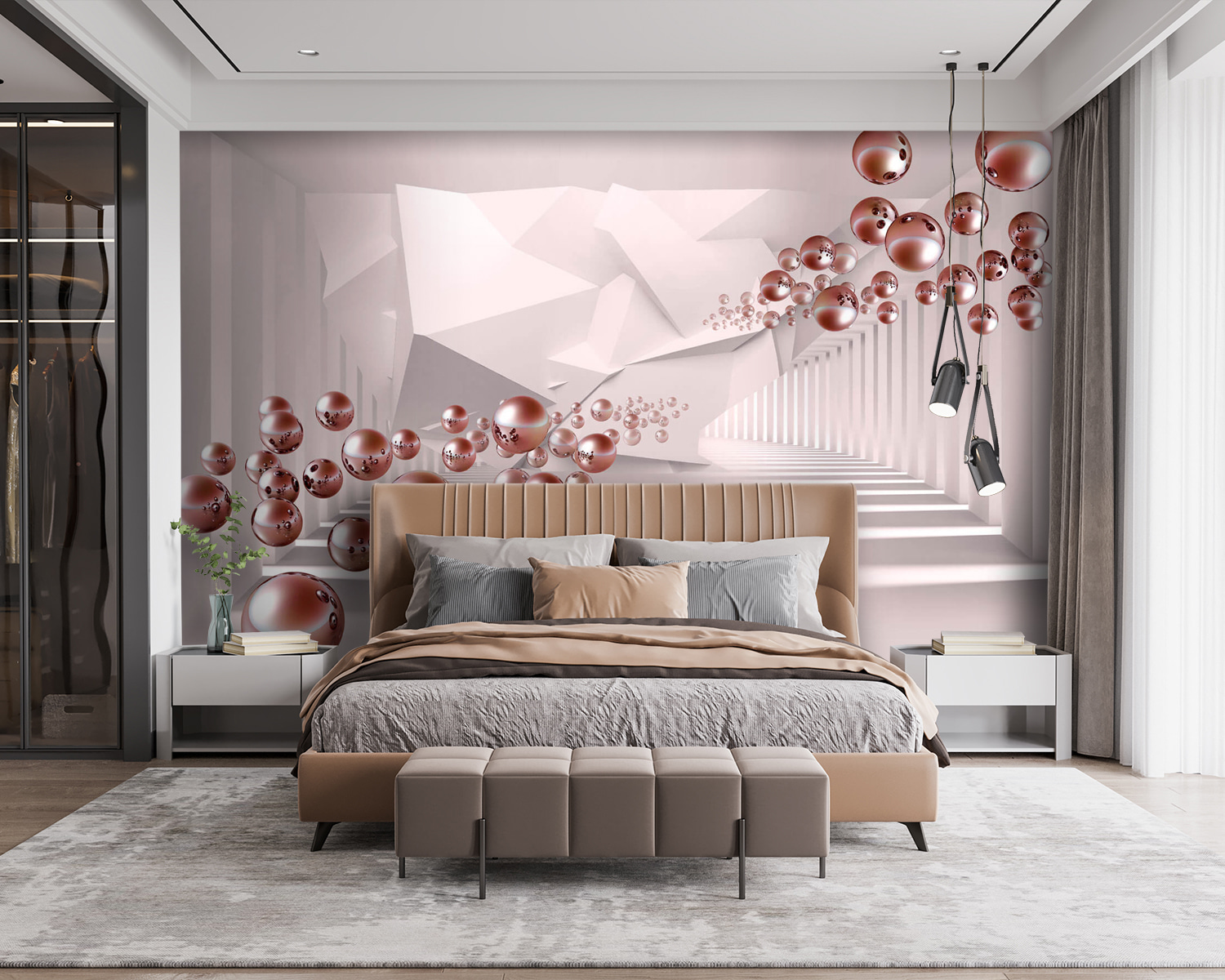 Chambre blanche avec des balles roses u77920v2pib115m - Chambre blanche avec des balles roses - tegory