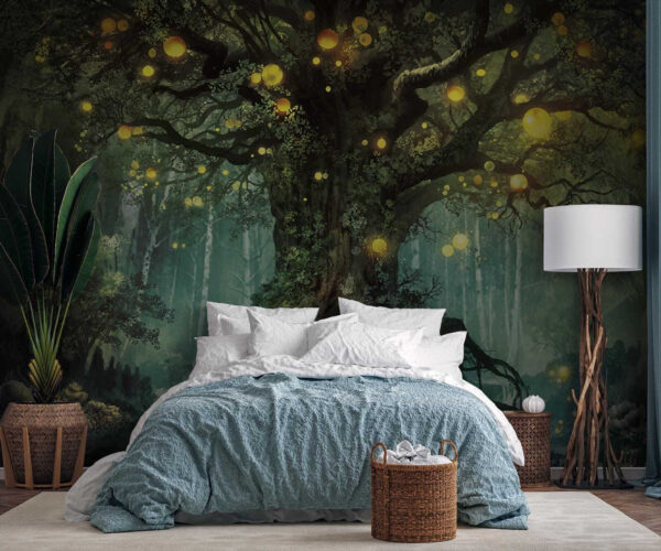 Peinture d'un arbre avec des lumières Peinture d'un arbre avec des lumières