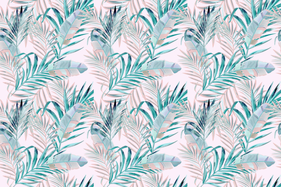 Motif de feuilles sur fond rose