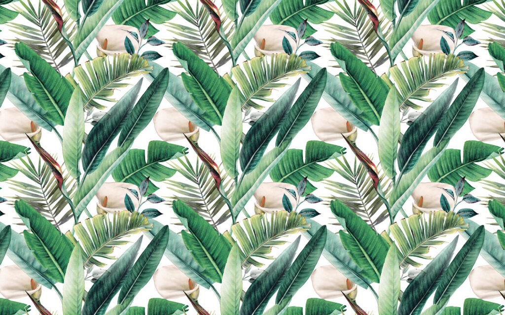 Motif de feuilles et de fleurs vertes Motif de feuilles et de fleurs vertes