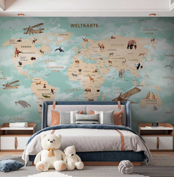 Carte du monde avec animaux Carte du monde avec animaux