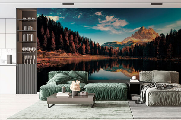 Lac entouré d'arbres et de montagnes u79819pig1 600x400 - Lac entouré d'arbres et de montagnes - tegory