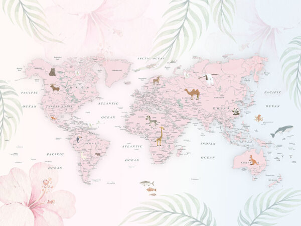 Carte du monde avec animaux Carte du monde avec animaux